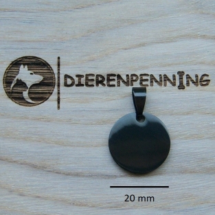 Dierenpenning Gun Black 20mm Rond